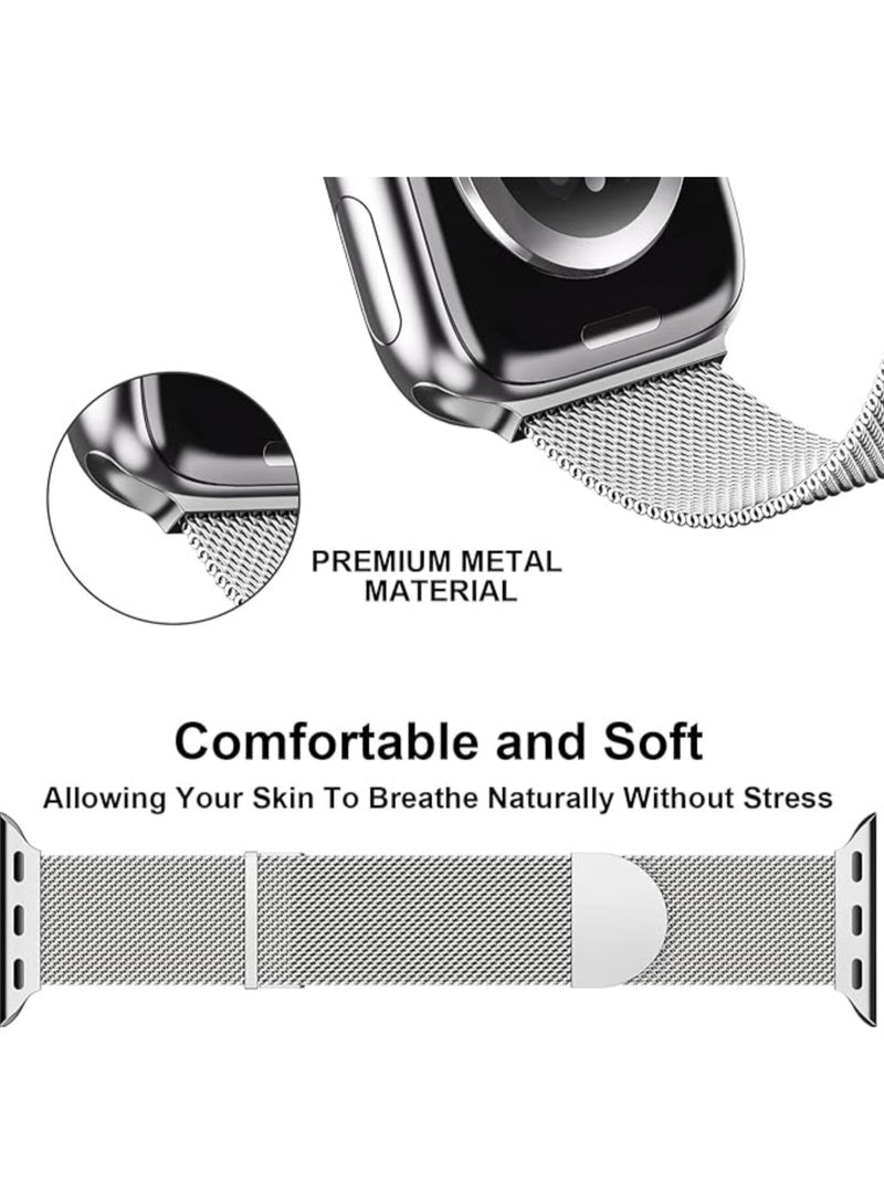 BEILINGDUN Compatible with Apple Watch Strap 49mm 46mm 45mm 44mm 42mm 41mm 40mm 38mm Women Men, Milanese Loop Apple Watch Band Ultra 3/2/1 SE3/2/1 iwatch Series 11 10 9 8 7 6 5 4 3 2 1 - Image 5